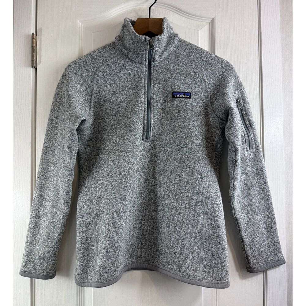 Patagonia Women's 1/4 Zip Better Sweater Pullover Gray Birch White Size XS